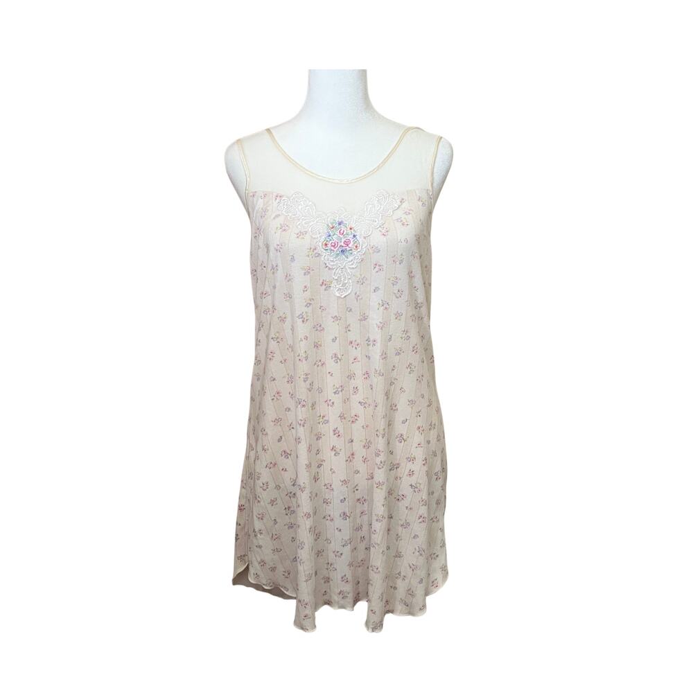 Vtg Y2K Secret Treasures Slip Dress M Floral Cottage Coquette Feminine Romantic